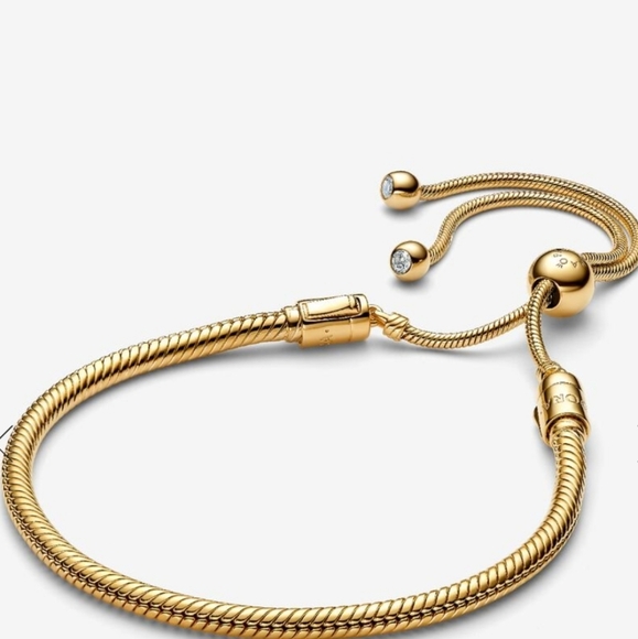 Pandora Snake Chain Slider Bracelet 14k gold plating - Picture 2 of 8